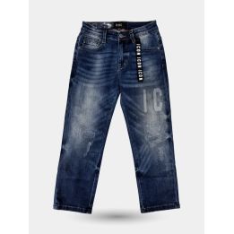 Jeans ICON blu da ragazzo vista frontale con portachiavi logato