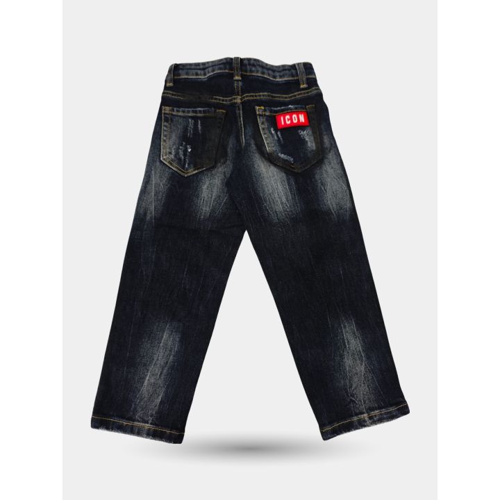 Retro dei jeans ICON neri con patch rossa sulla tasca
