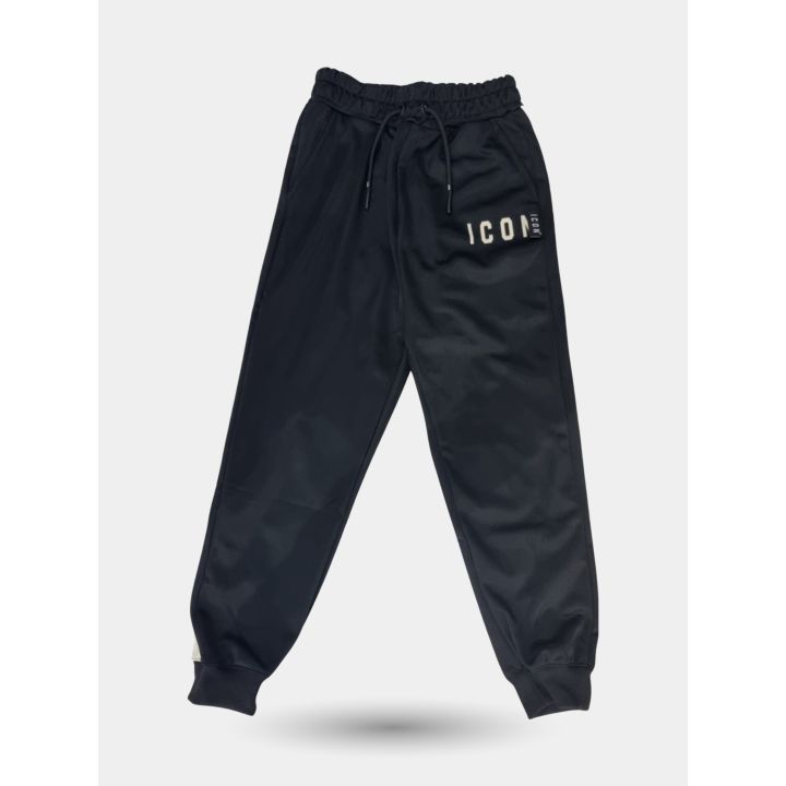 Pantalone della tuta ICON nera con coulisse e logo sulla coscia
