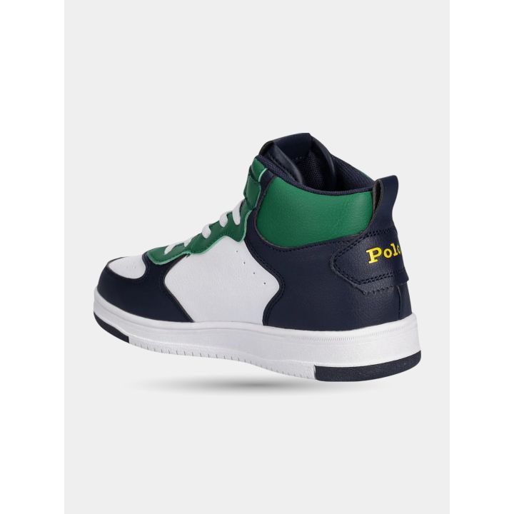 Tallone con la scritta Polo gialla delle sneakers alte Polo Ralph Lauren