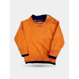 Maglioncino Jeckerson arancione da neonato vista frontale, girocollo