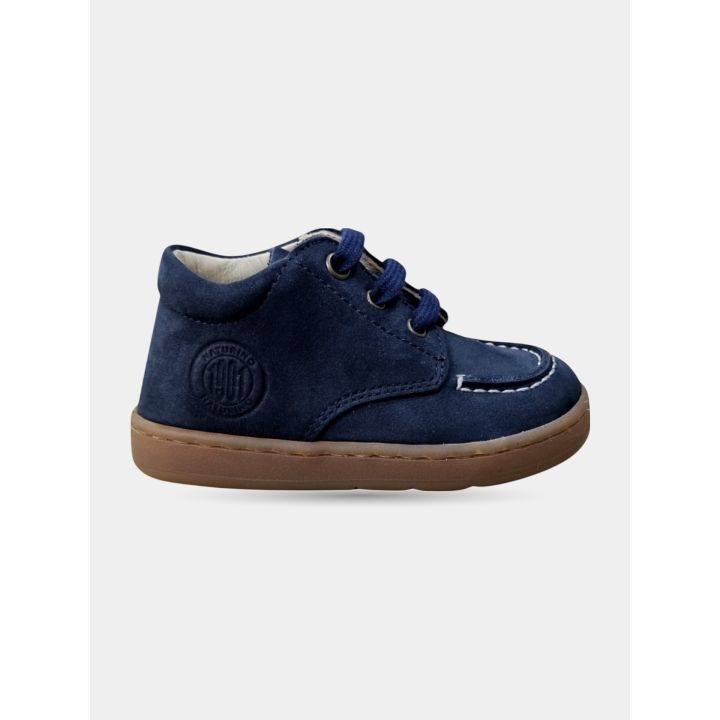 Sneakers alte Naturino blu navy da bambino con lacci, vista laterale