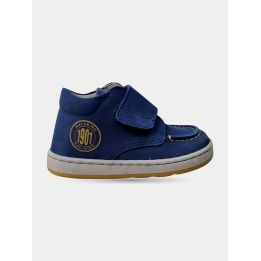 Sneakers alte Naturino azzurre da bambino con strappo, vista laterale