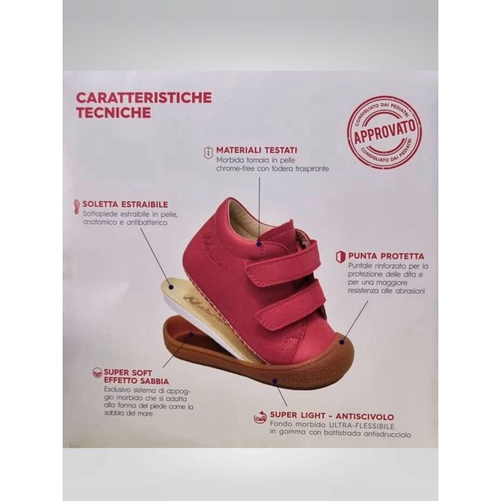 Scheda delle caratteristiche tecniche delle scarpe Naturino da bambina