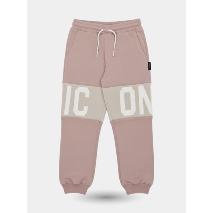 Pantalone della tuta ICON rosa con coulisse e logo IC ON sulle gambe