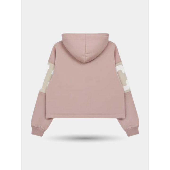 Retro della felpa ICON rosa con cappuccio e logo sulle maniche
