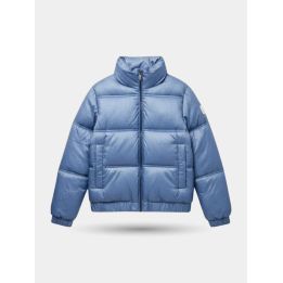 Giubbotto Refrigue blu da bambina con collo alto, vista frontale