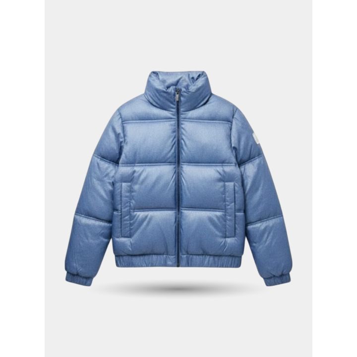 Giubbotto Refrigue blu da bambina con collo alto, vista frontale