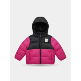 Giubbotto Refrigue fucsia e nero da neonata con cappuccio, vista frontale