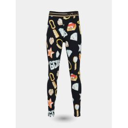 Leggings GCDS neri vista frontale con stampa gioielli multicolore