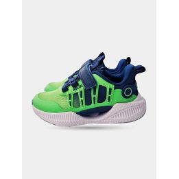 Sneakers AR.IN verdi e blu da bambino viste di lato con strappo