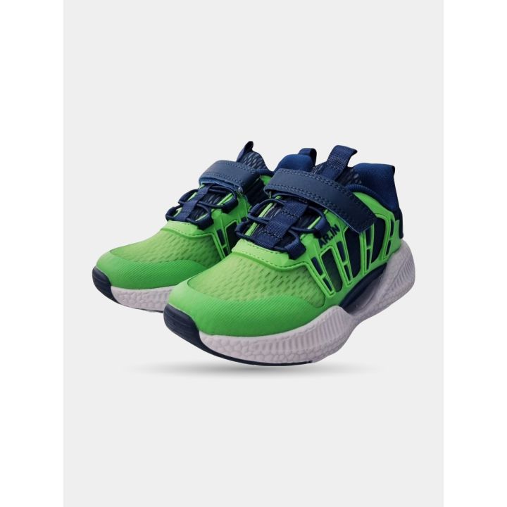 Paio di sneakers AR.IN verdi e blu viste di tre quarti con strappo e lacci