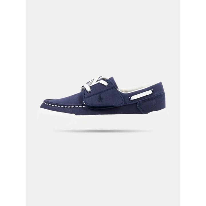 Mocassino Polo Ralph Lauren blu, lato interno con le cuciture bianche