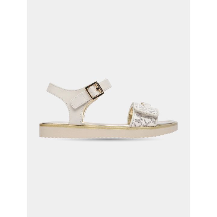 Sandalo Michael Kors beige da bambina vista laterale con zeppa crema