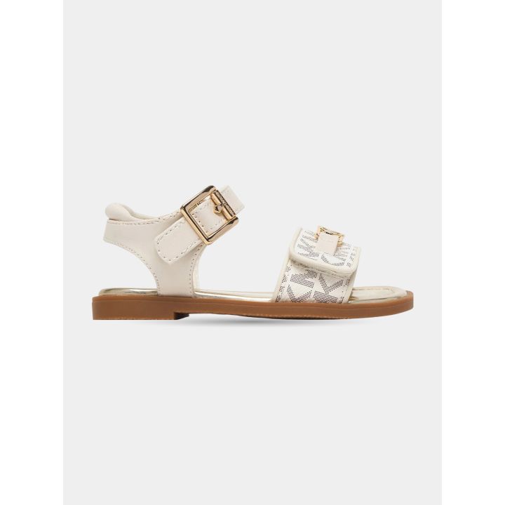 Sandalo Michael Kors beige da bambina vista laterale con fibbia dorata