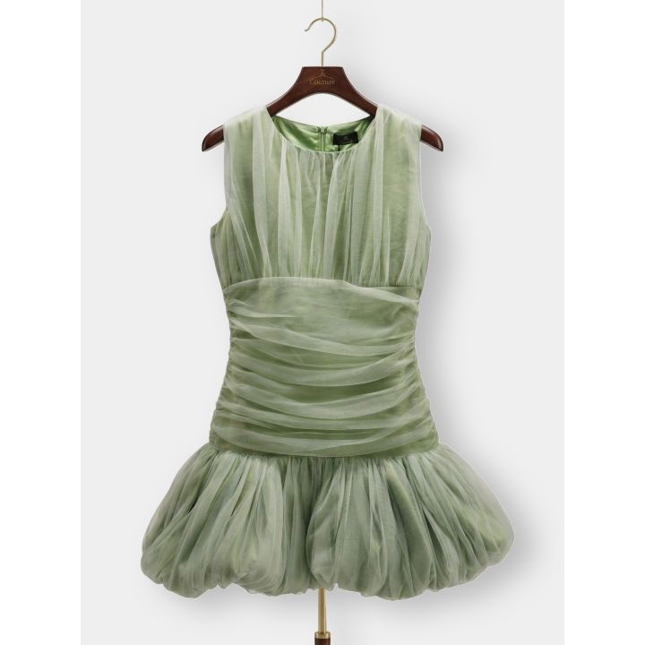 Abito FUN&FUN in tulle verde menta sulla gruccia, vista frontale