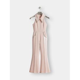 Tuta intera FUN&FUN rosa con colletto di strass vista frontale