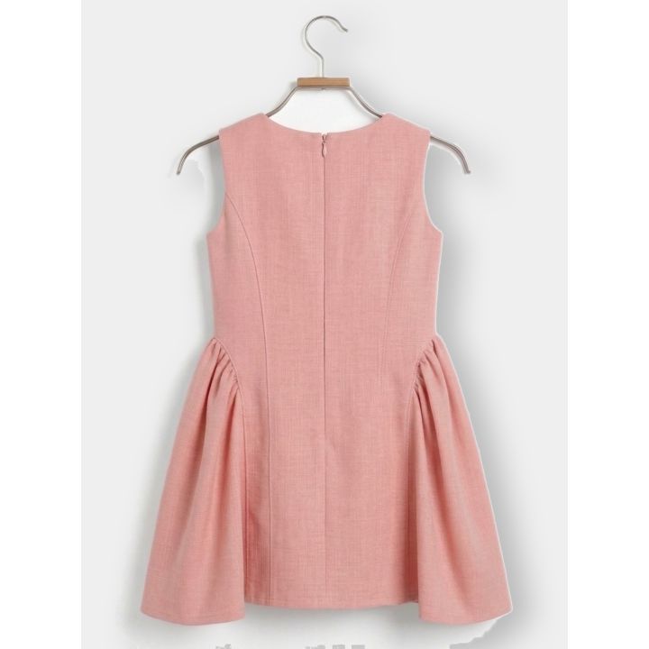 Retro dell'abito in tweed rosa con zip a scomparsa