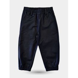 Pantaloni Manila Grace neri effetto pelle con elastico in vita, vista frontale