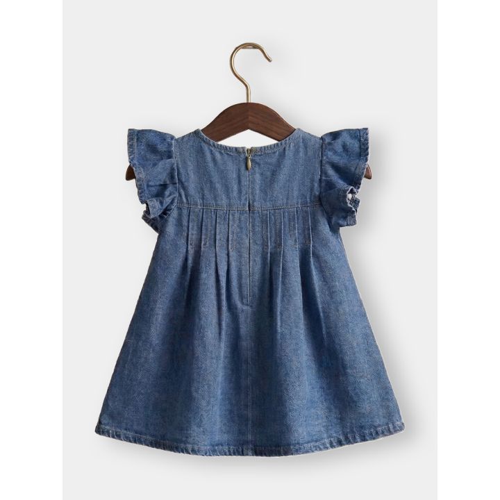 Retro dell'abitino di jeans con zip e pieghe sul corpino
