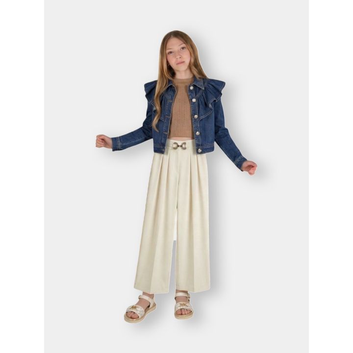 Completo FUN&FUN indossato con una giacca di jeans a volant