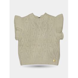 Maglia Manila Grace bianca a trecce con volant, vista frontale