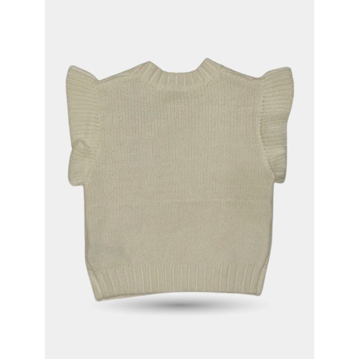 Retro liscio della maglia bianca con volant sulle spalle