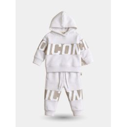 Tuta ICON bianca da bambino con felpa con cappuccio e pantalone
