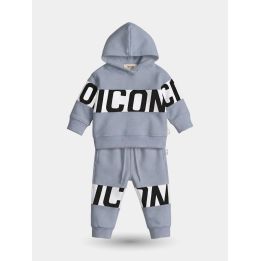Tuta ICON celeste da bambino con felpa con cappuccio e fascia bianca