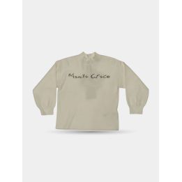 Maglia Manila Grace bianca con scritta in brillantini neri, vista frontale