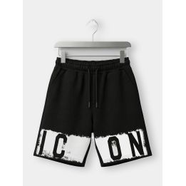 Bermuda ICON nero da bambino vista frontale con fascia bianca e logo