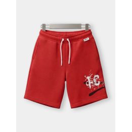 Bermuda ICON rosso da ragazzo vista frontale con logo bianco a spruzzo