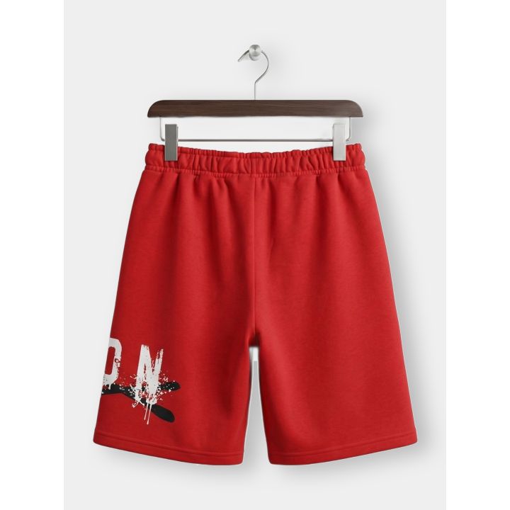 Retro del bermuda ICON rosso con lettere ON sulla gamba