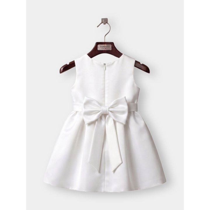 Retro dell'abito bianco FUN&FUN con zip e grande fiocco
