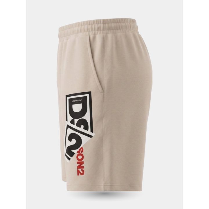 Bermuda DS2 beige di lato con tasca e maxi logo