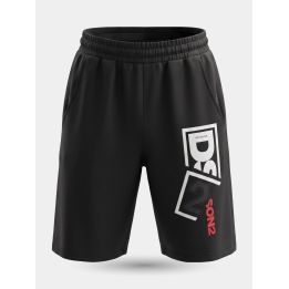 Bermuda DS2 neri vista frontale con maxi logo bianco a riquadri