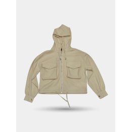Giacca Manila Grace beige con zip e cappuccio, vista frontale