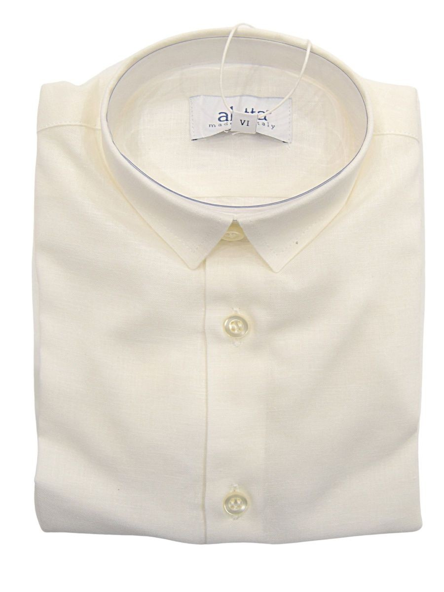 Aletta Abbigliamento Camicie Elegante Camicia Bianco Bimbo Lino