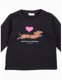 Vicolo Abbigliamento Maglieria Casual T-shirt Nero Bambine e ragazze Cotone