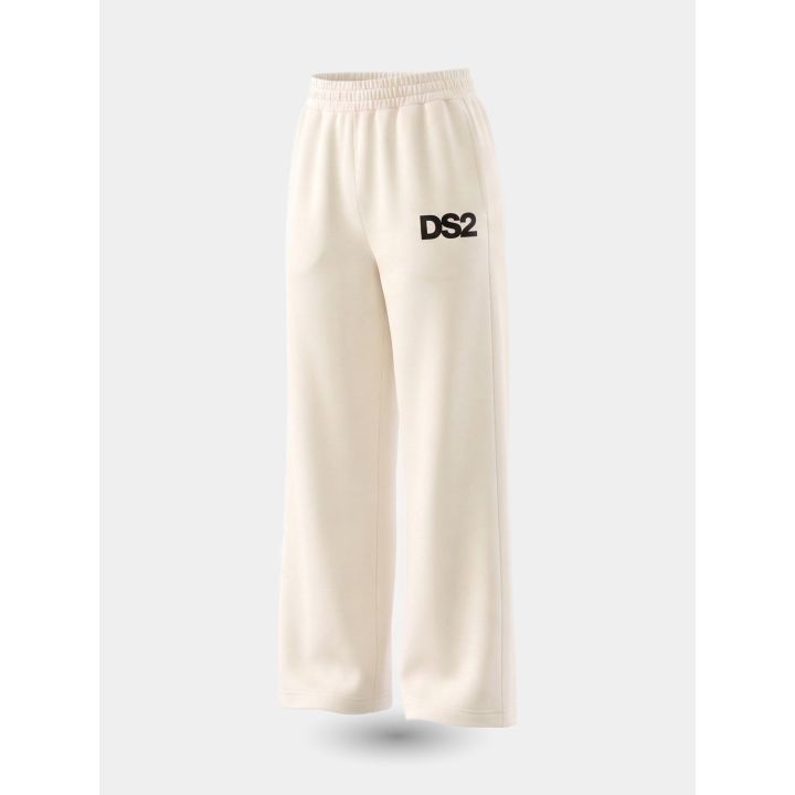 Pantalone DS2 avorio vista di tre quarti con vita elastica