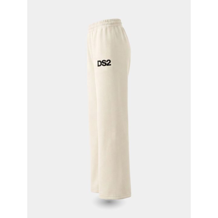 Pantalone DS2 avorio vista di lato con logo sulla coscia