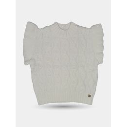 Maglia Manila Grace color latte a trecce con volant, vista frontale