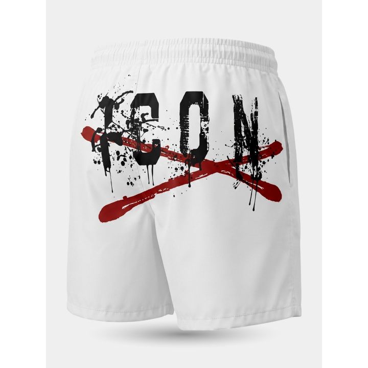 Retro del costume ICON bianco con maxi logo nero e X rossa