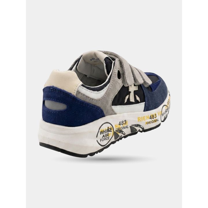 Tallone e suola alta delle sneakers Premiata blu e grigie