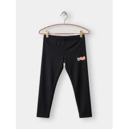 Leggings DS2 neri vista frontale con logo bianco e cuore rosso