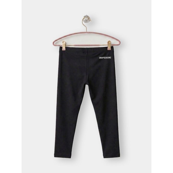 Retro dei leggings DS2 neri con scritta Dropseason2 in vita