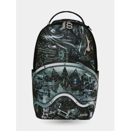 Zaino Sprayground Full Cybershark vista frontale con stampa meccanica grigia