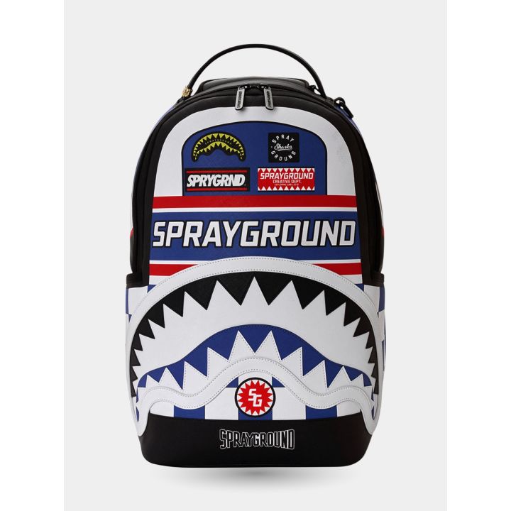 Zaino Sprayground Japan Concept vista frontale con scritta Sprayground e squalo