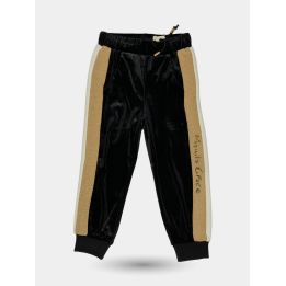 Pantaloni tuta Manila Grace neri con bande oro glitter, davanti