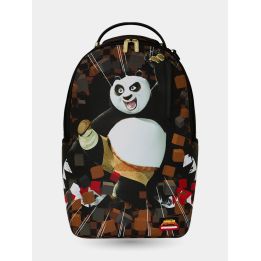 Zaino Sprayground Kung Fu Panda vista frontale con Po e scacchi marroni